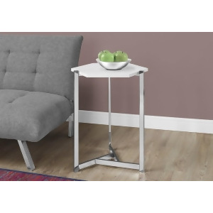 Monarch Specialties 3275 Hexagon Accent Table in Glossy White Chrome Metal - All