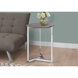 Monarch Specialties 3276 Hexagon Accent Table in Dark Taupe Chrome Metal - All