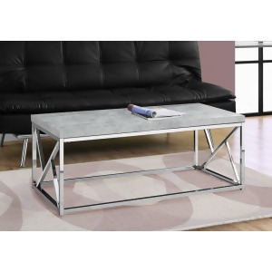 Monarch Specialties 3375 Coffee Table in Grey Cement w/Chrome Metal - All