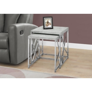 Monarch Specialties 3376 Nesting Table in Grey Cement w/Chrome Metal Set of 2 - All