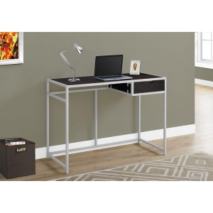 Monarch Specialties 7223 42 Inch Computer Desk in Cappuccino Silver Metal - All