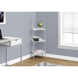 Monarch Specialties 7229 48 Inch Bookcase in White Silver Metal - All