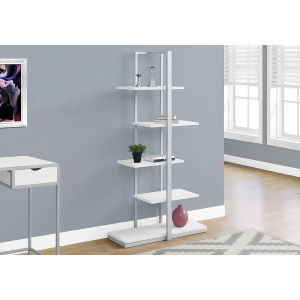 Monarch Specialties 7233 60 Inch Bookcase in White Silver Metal - All