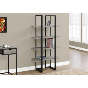 Monarch Specialties 7237 60 Inch Bookcase in Dark Taupe Black Metal - All
