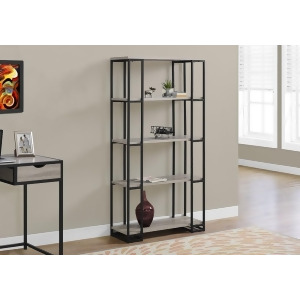 Monarch Specialties 7241 60 Inch Bookcase in Dark Taupe Black Metal - All