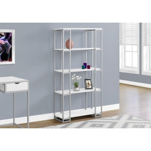 Monarch Specialties 7242 60 Inch Bookcase in White Silver Metal - All