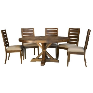 A-america Anacortes 5 Piece Oval Pedestal Dining Room Set in Salvage Mahogany - All