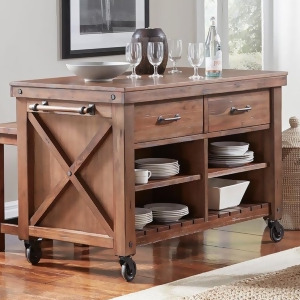 A-america Anacortes Kitchen Island w/Locking Casters in Salvage Mahogany - All