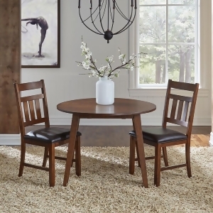 A-america Mason 3 Piece Round Drop Leaf Dining Room Set w/Slat Back Chairs in Ma - All