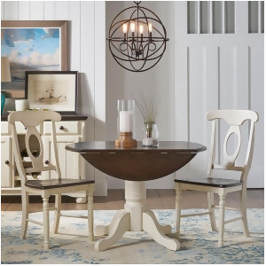 A-america British Isles 3 Piece Drop Leaf Dining Room Set in Chalk-Cocoa Bean - All