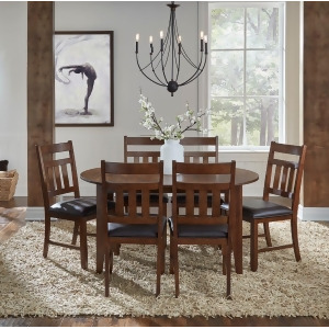 A-america Mason 7 Piece Oval Dining Room Set w/Slat Back Chairs in Mango - All