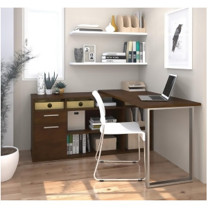 Bestar Solay L-Shaped Desk in Chocolate - All
