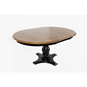 Jofran Castle Hill Round to Oval Dining Table in Antique Black Oak - All