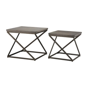 Sterling Moya Aged Iron Set of 2 Metal and Concrete Accent Tables - All