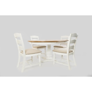 Jofran Castle Hill 5 Piece Round to Oval Dining Room Set in Antique White Oak - All