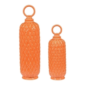 Sterling Lidded Ceramic Jars In Tangerine Orange Set of 2 - All
