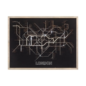 Sterling Tubetime Grey with Black 24-Inch Wood and Glass London Tubemap Wall Dec - All