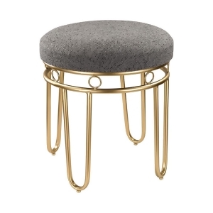 Sterling Grey Linen Stool With Gold Legs - All