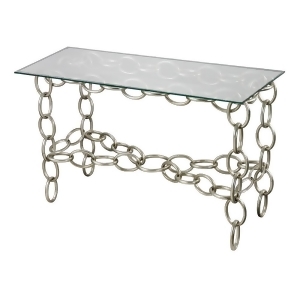 Sterling Erin Silver Chain Console Table With Clear Glass Top - All
