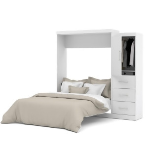 Bestar Nebula 90 Inch Queen Wall Bed Kit w/Drawer Set in White - All