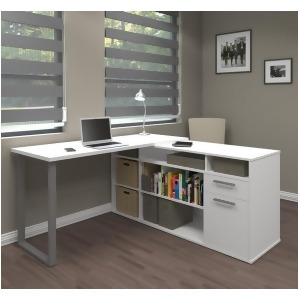 Bestar Solay L-Shaped Desk in White - All