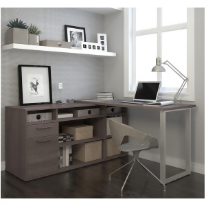 Bestar Solay L-Shaped Desk in Bark Gray - All