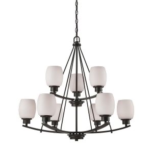Thomas Casual Mission 9 Light Chandelier In Oil Rubbed Bronze With White Lined G - All