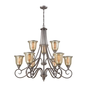 Thomas Georgetown 9 Light Chandelier In Weathered Zinc With Mercury Glass - All