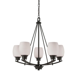 Thomas Casual Mission 5 Light Chandelier In Oil Rubbed Bronze With White Lined G - All