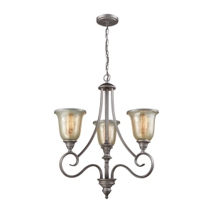 Thomas Georgetown 3 Light Chandelier In Weathered Zinc With Mercury Glass - All