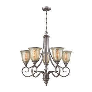 Thomas Georgetown 5 Light Chandelier In Weathered Zinc With Mercury Glass - All