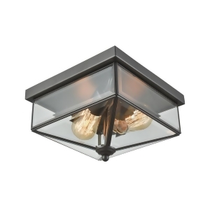 Thomas Lankford 2 Light Outdoor Flush In Oil Rubbed Bronze With Clear Glass - All