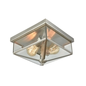 Thomas Lankford 2 Light Outdoor Flush In Satin Nickel With Clear Glass - All