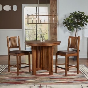 A-america Mission Hill 3 Piece Gather Height Round Pedestal Table Set in Harvest - All