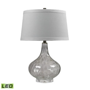 Dimond Lighting Clear Water Glass Led Table Lamp With White Linen Shade - All