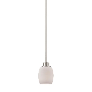 Thomas Casual Mission 1 Light Pendant In Brushed Nickel With White Lined Glass - All