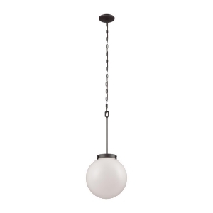Thomas Beckett 1 Light Pendant In Oil Rubbed Bronze With Opal White Glass - All
