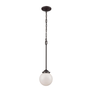 Thomas Beckett 1 Light Pendant In Oil Rubbed Bronze With Opal White Glass - All