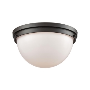 Thomas Beckett 2 Light Flush Mount In Oil Rubbed Bronze With Opal White Glass - All