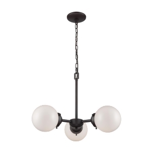 Thomas Beckett 3 Light Chandelier In Oil Rubbed Bronze With Opal White Glass - All