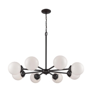 Thomas Beckett 8 Light Chandelier In Oil Rubbed Bronze With Opal White Glass - All