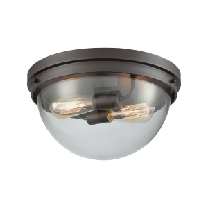 Thomas Beckett 2 Light Flush Mount In Oil Rubbed Bronze With Clear Glass - All