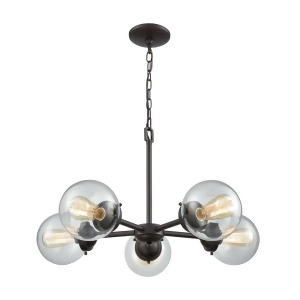 Thomas Beckett 5 Light Chandelier In Oil Rubbed Bronze With Clear Glass - All