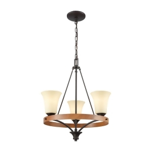 Thomas Park City 3 Light Chandelier In Oil Rubbed Bronze Wood Grain And Light Be - All