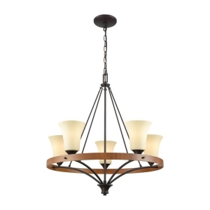 Thomas Park City 5 Light Chandelier In Oil Rubbed Bronze Wood Grain And Light Be - All
