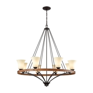Thomas Park City 8 Light Chandelier In Oil Rubbed Bronze Wood Grain And Light Be - All