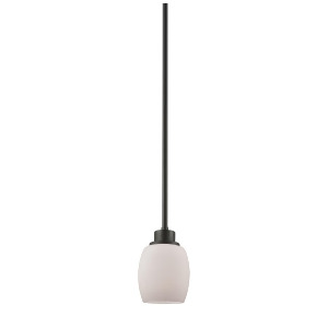 Thomas Casual Mission 1 Light Pendant In Oil Rubbed Bronze With White Lined Glas - All