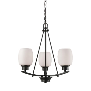 Thomas Casual Mission 3 Light Chandelier In Oil Rubbed Bronze With White Lined G - All