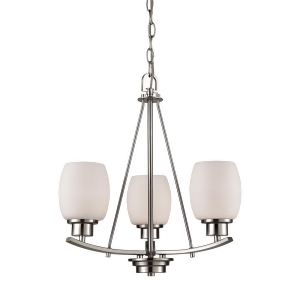 Thomas Casual Mission 3 Light Chandelier In Brushed Nickel With White Lined Glas - All