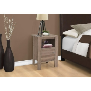 Monarch Specialties 2136 Accent Table in Dark Taupe Nightstand w/Storage - All